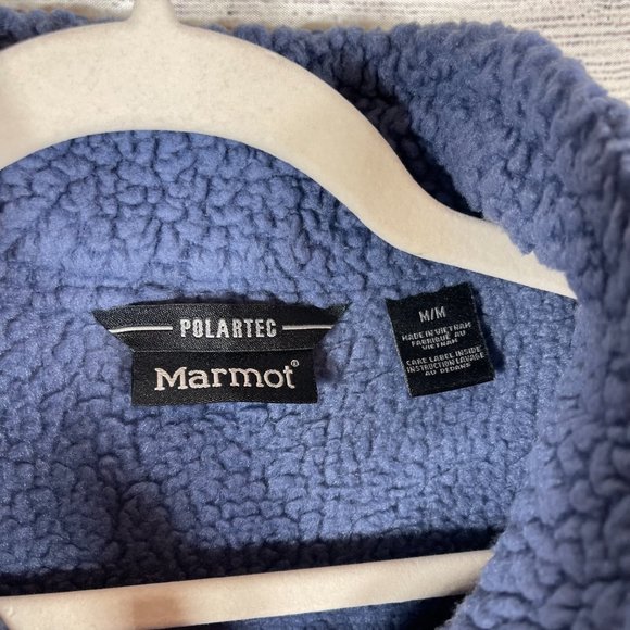 ]Marmot Wiley Polartec Sleeveless Fleece Navy Vest Zipped Sized Pockets S… - Picture 3 of 14